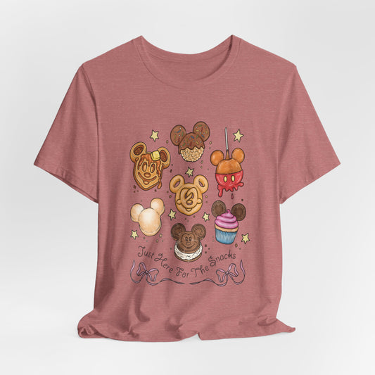 Snack Character T-Shirt — “Just Here for the Snacks” Graphic Tee