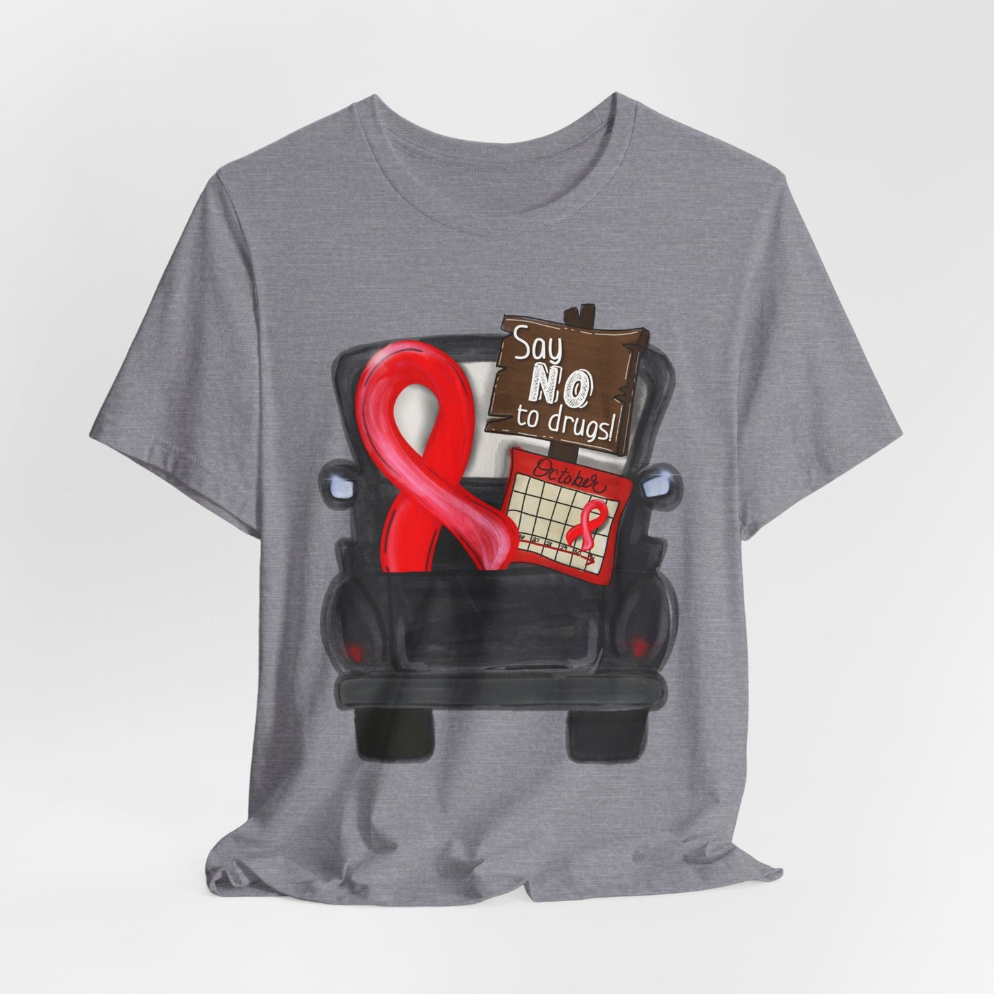 Say No to Drugs Red Ribbon Tee — Anti-Drug Awareness