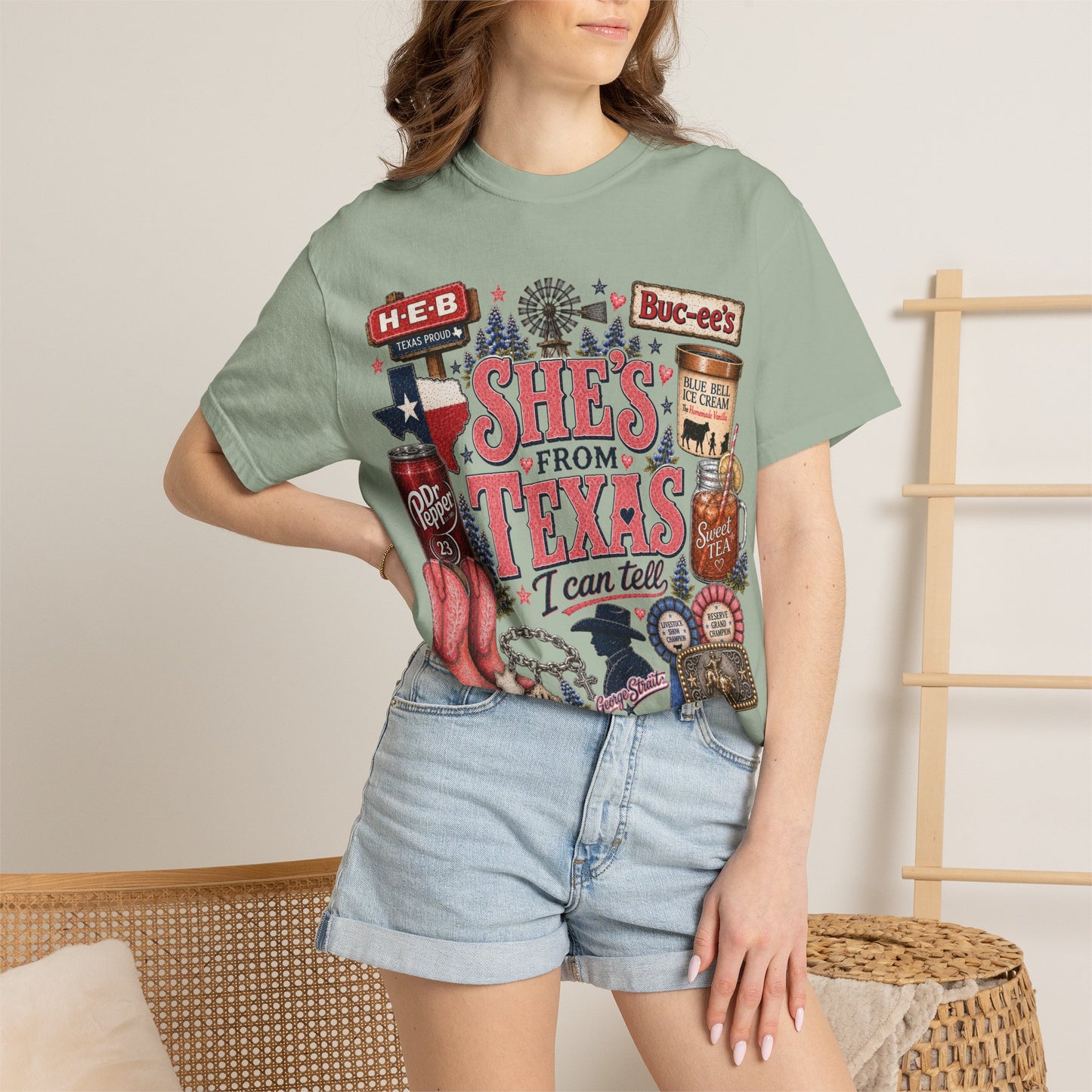 She's From Texas Graphic T-Shirt — Texas Pride Retro Icons Design