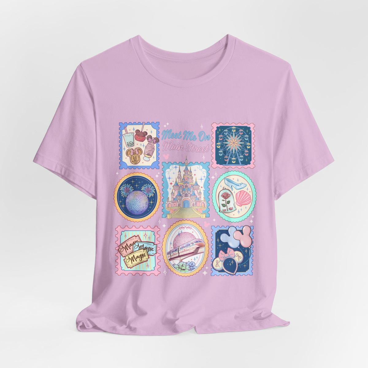 Meet Me On Main Street Cute Pastel Stamp Tee