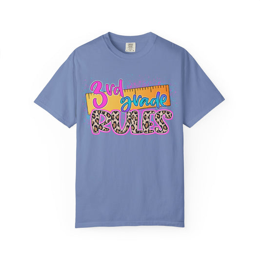 Third Grade Rules T-Shirt, Fun Shirt, Unisex Garment-Dyed Tee, Back to School Top, Teacher Gift