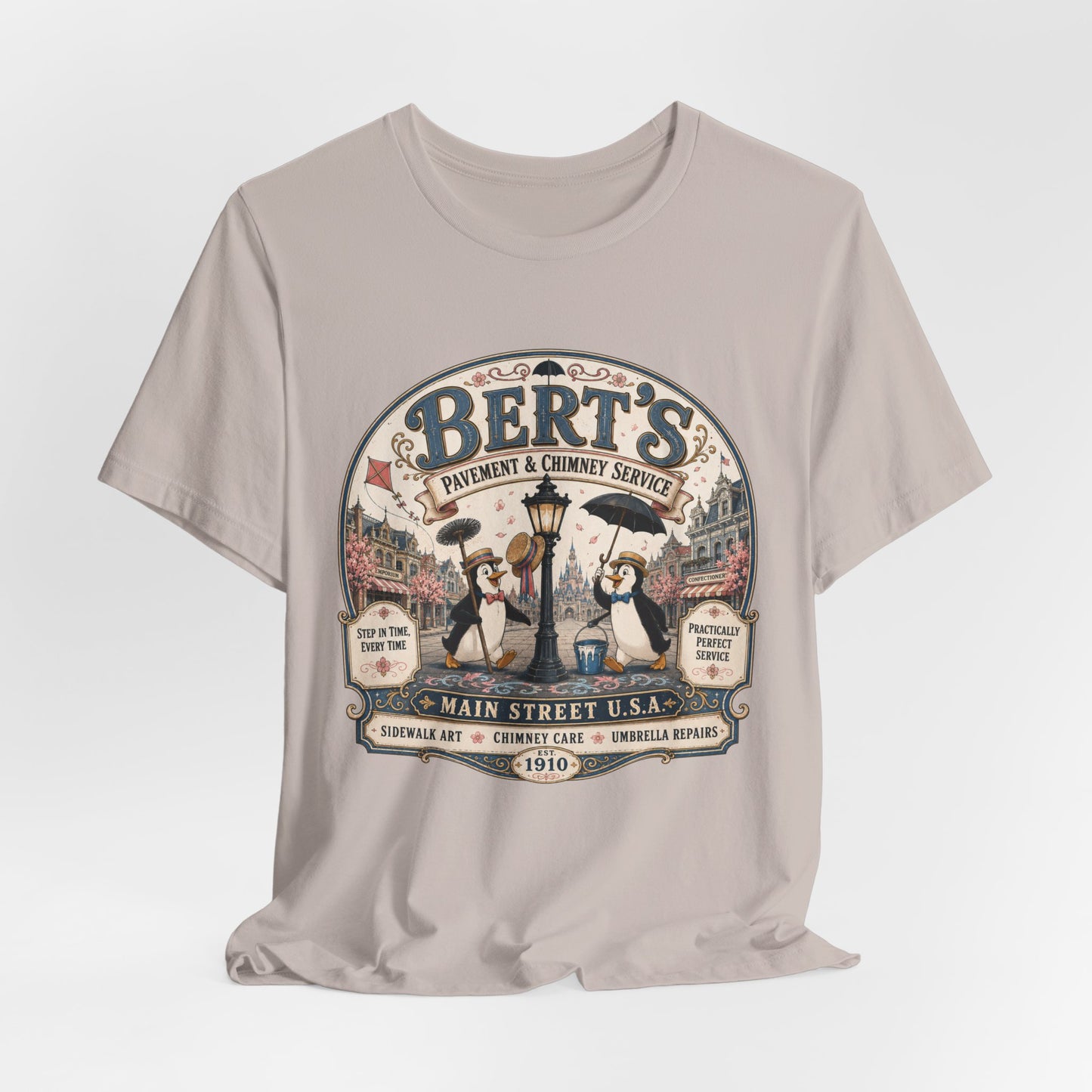 Vintage 'Bert's Pavement & Chimney Service' Graphic T-Shirt — Main Street USA Retro Tee