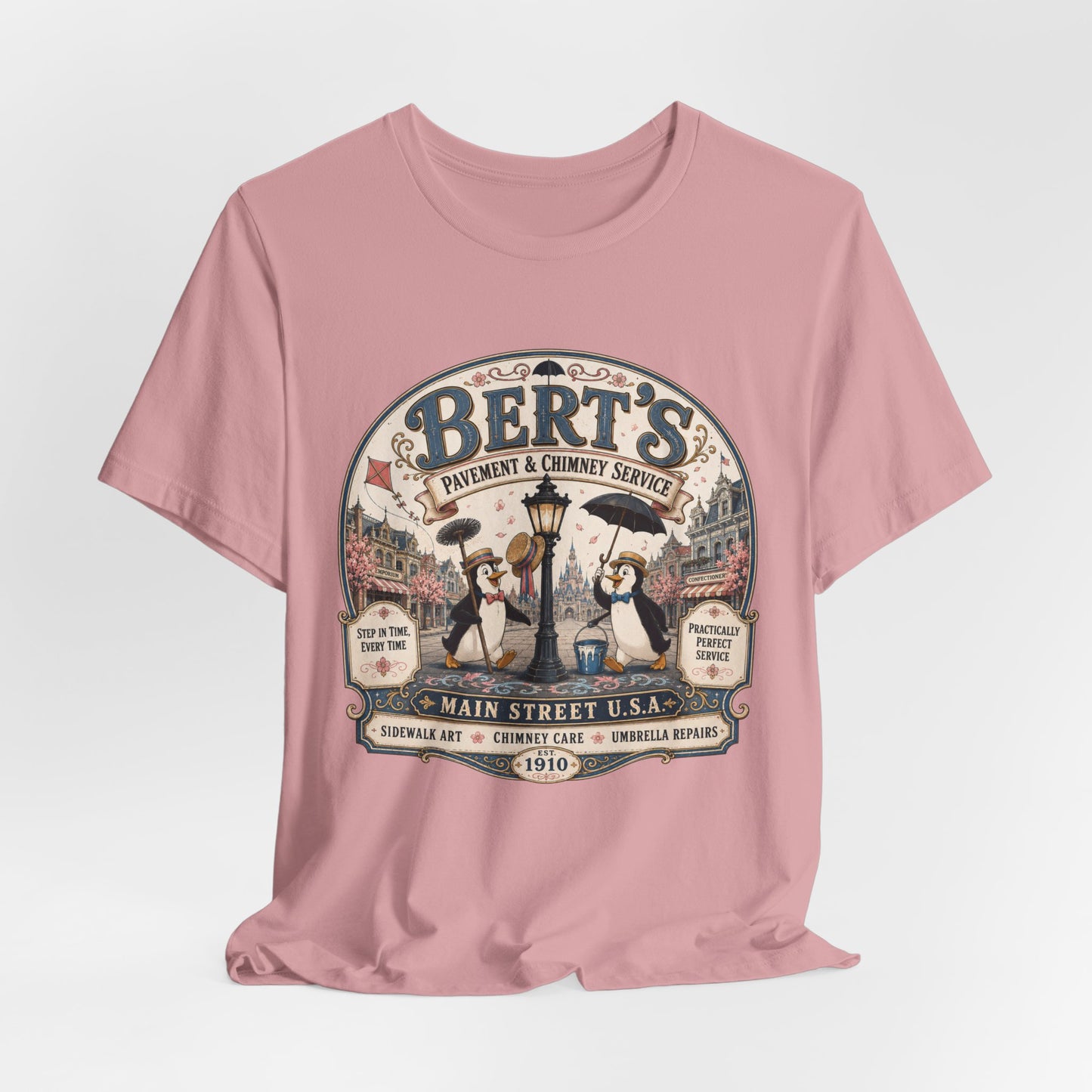 Vintage 'Bert's Pavement & Chimney Service' Graphic T-Shirt — Main Street USA Retro Tee