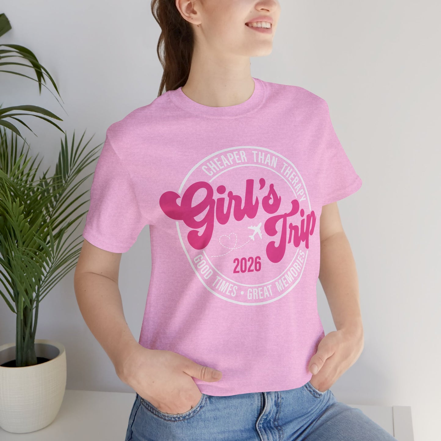 Girl's Trip T‑Shirt — Cheaper Than Therapy Travel Tee (Good Times, Great Memories)