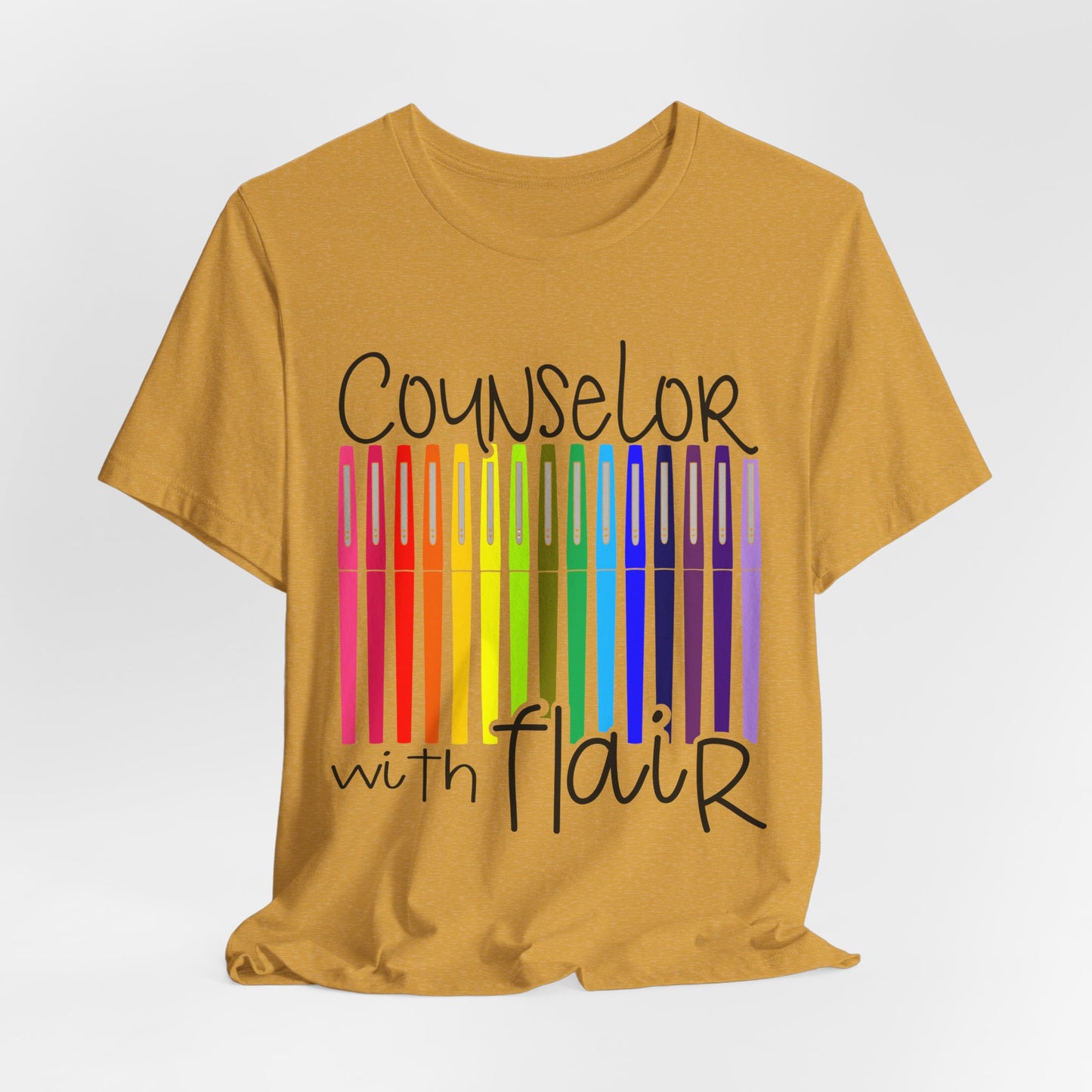 Rainbow Flair Pen School Staff Tee - Counselor With Flair