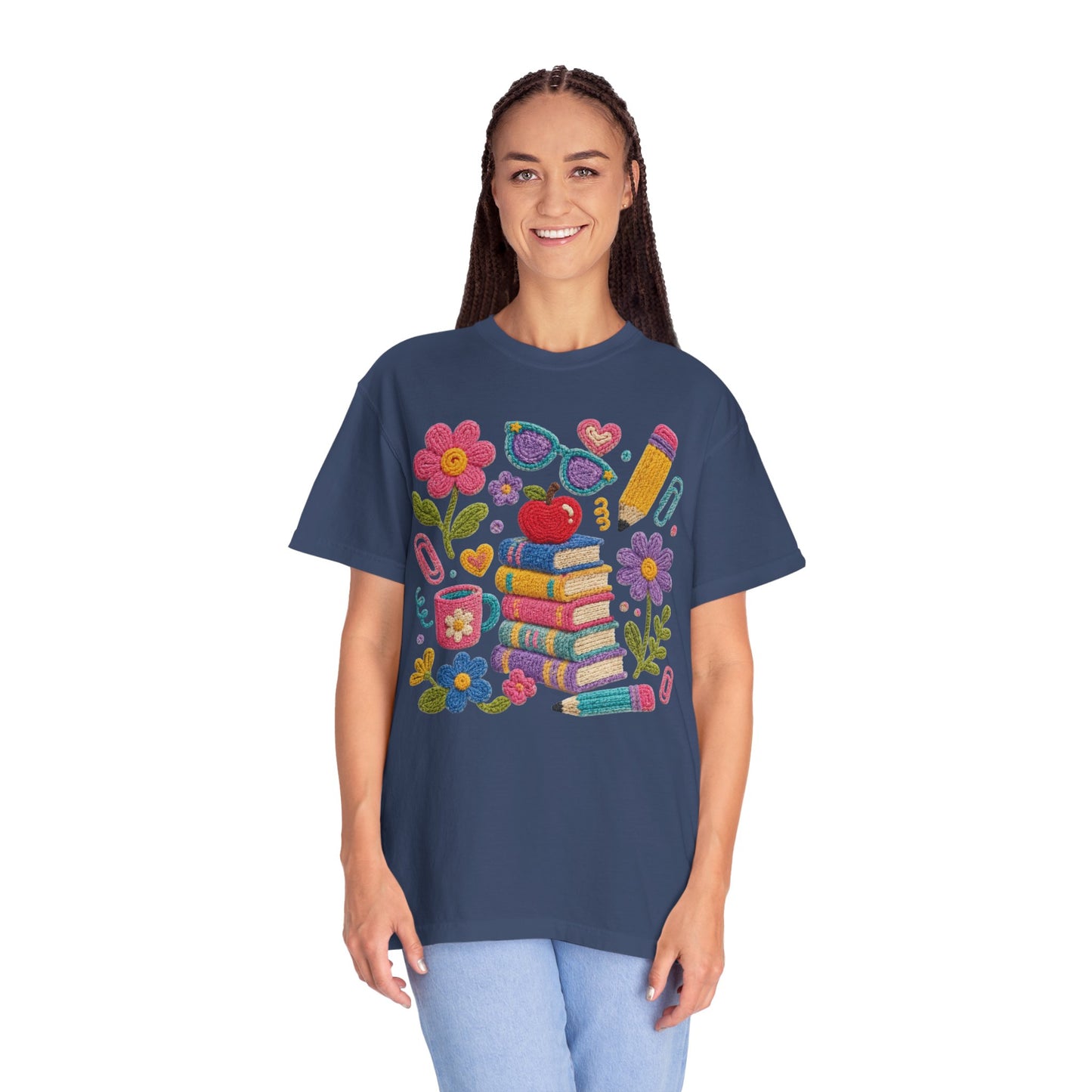 Cute Floral Faux-Yard School Supplies Graphic Tee