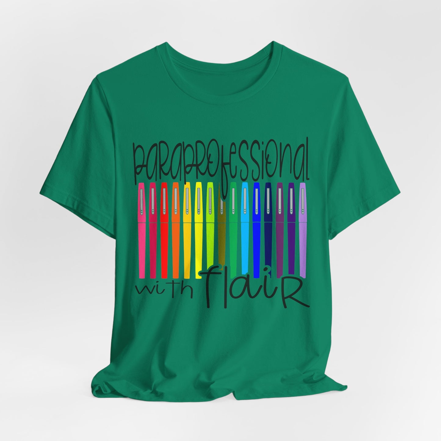 Rainbow Flair Pen School Staff Tee - Paraprofessional With Flair