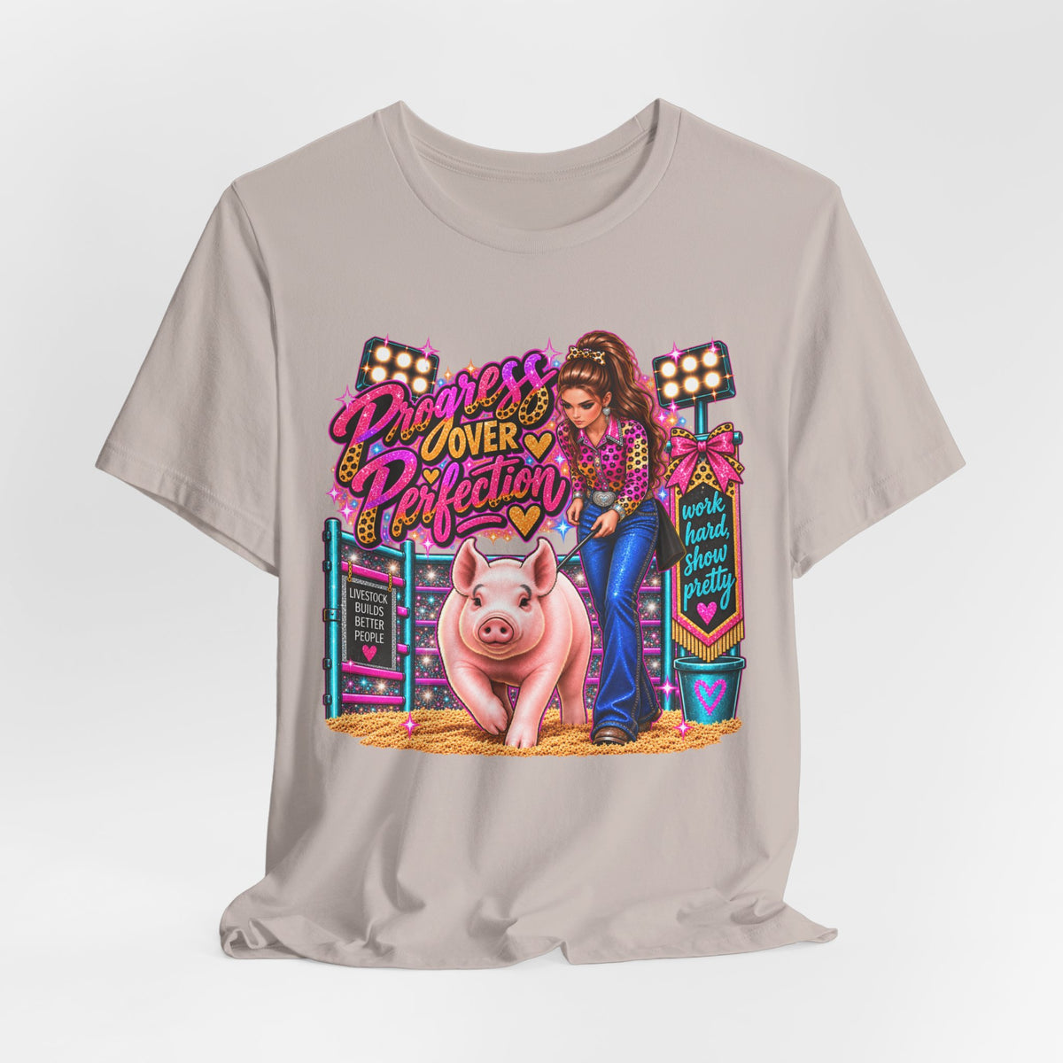 "Progress Over Perfection" Show Pig Tee