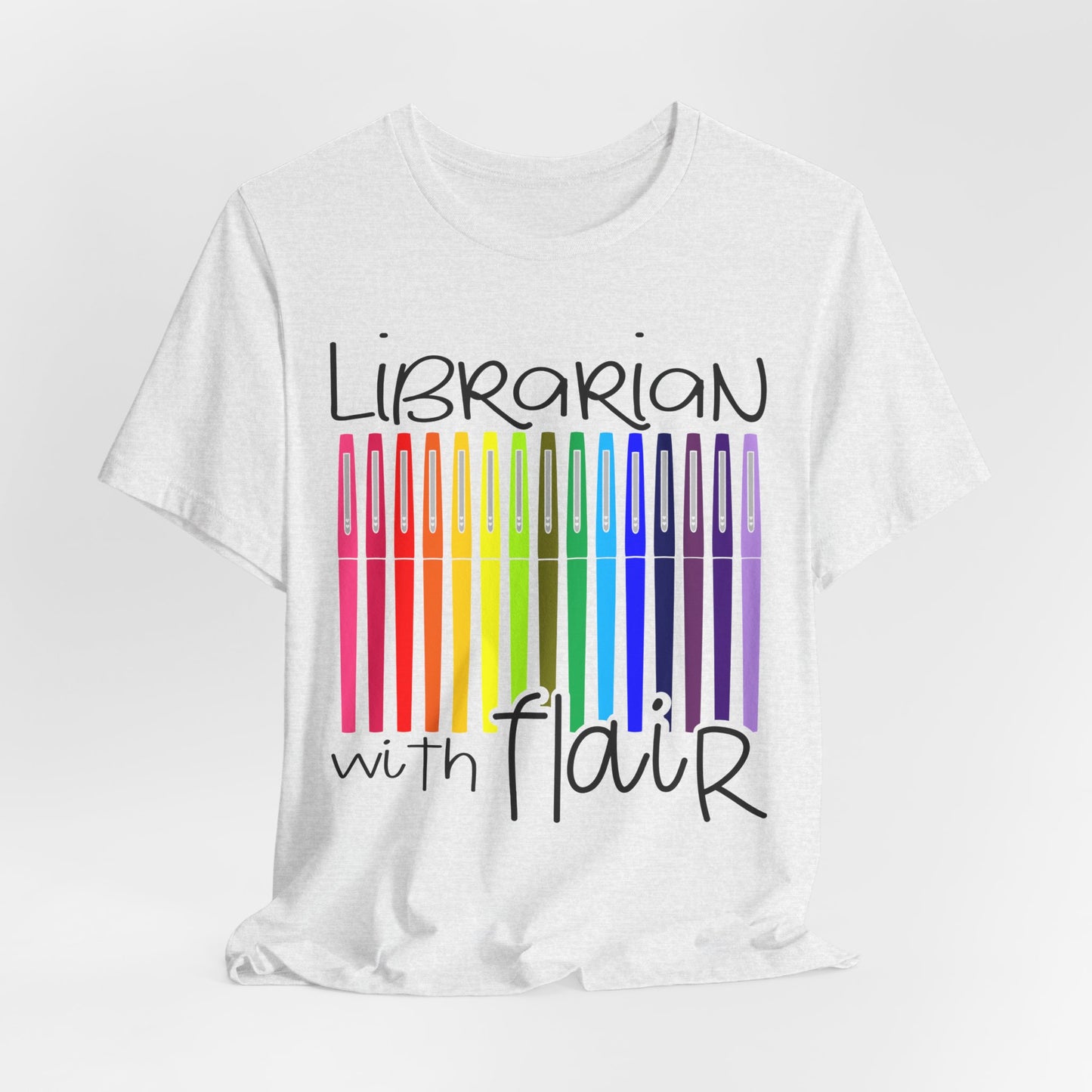Rainbow Flair Pen School Staff Tee - Librarian With Flair