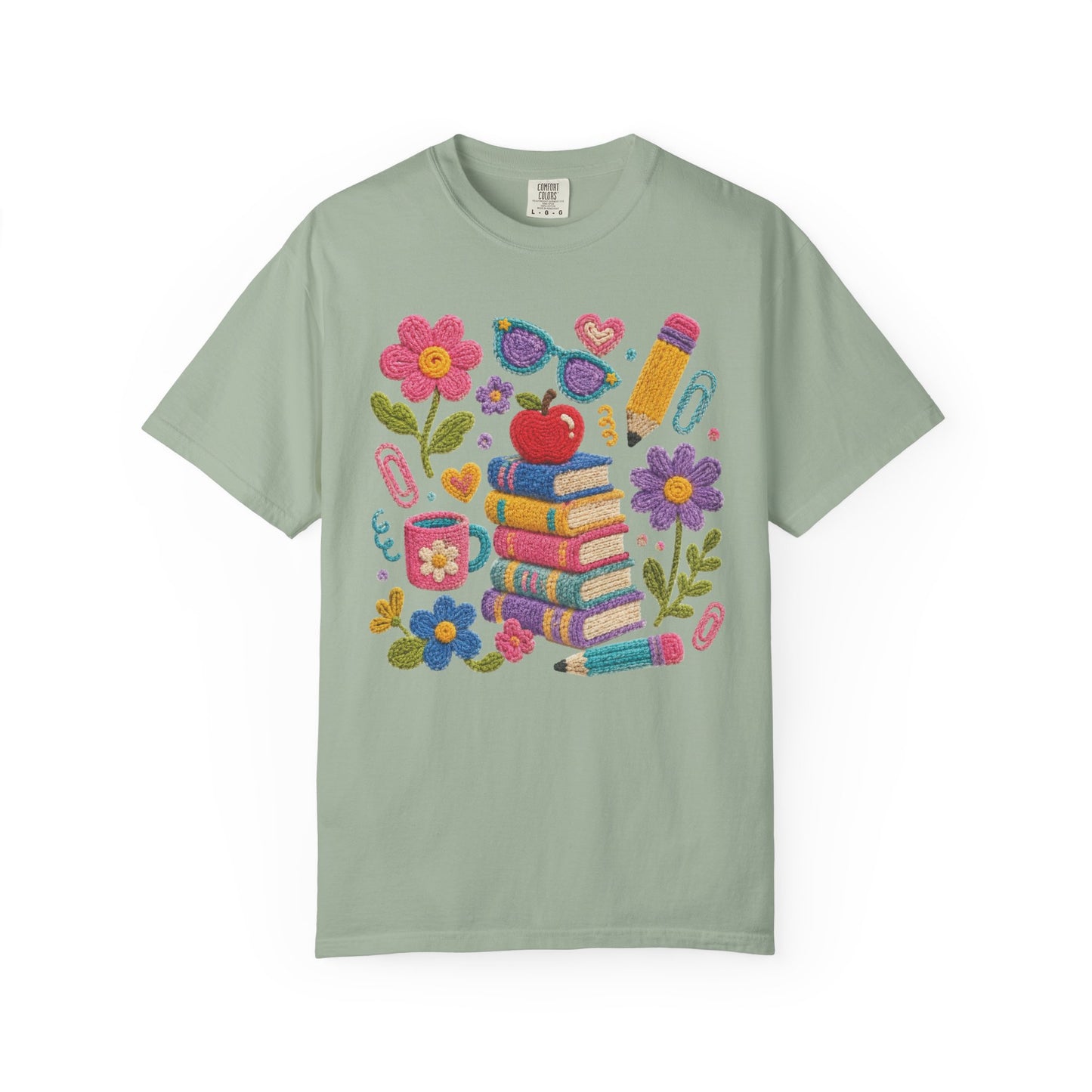 Cute Floral Faux-Yard School Supplies Graphic Tee