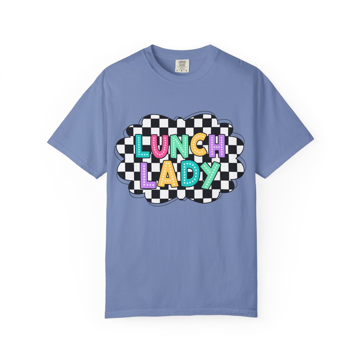 Lunch Lady T-Shirt — Retro Checkerboard Graphic Tee for School Staff & Cafeteria Heroes