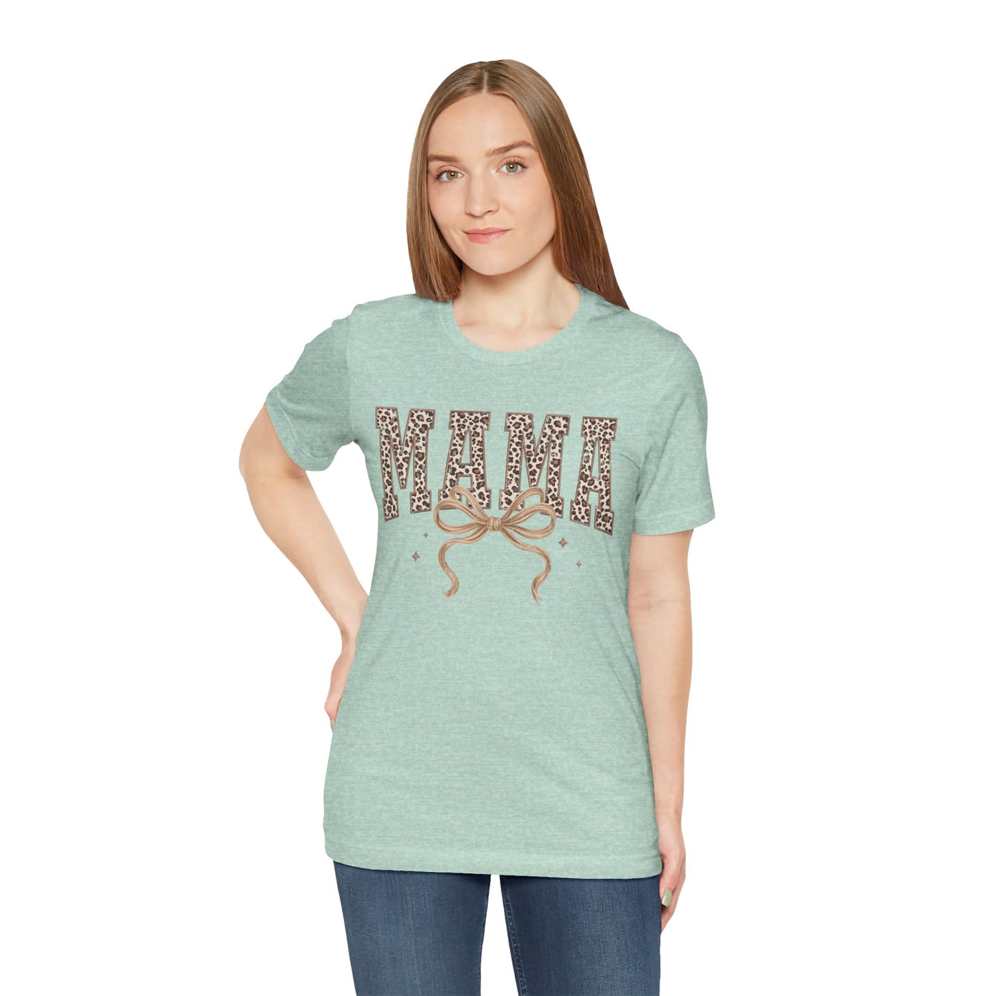 Mama Leopard Print Tee — Floral Bow Mother's Day Shirt