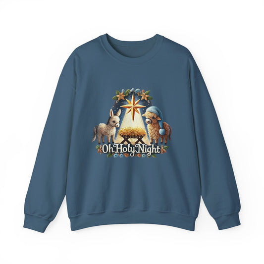 Oh Holy Night Sweatshirt Nativity Star Crewneck