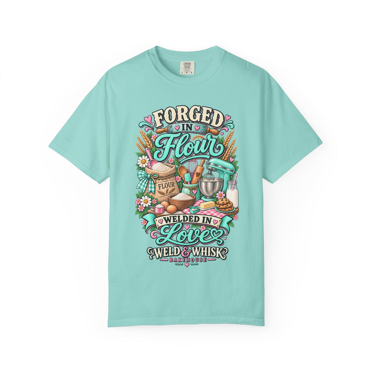 Baking T-Shirt - "Forged in Flour, Welded in Love" Vintage Kitchen Tee