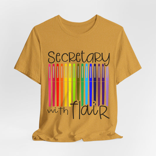 Rainbow Flair Pen School Staff Tee - Secretary With Flair