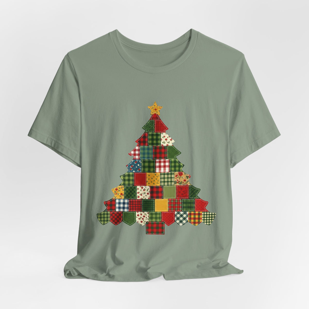 Faux Patchwork Christmas Tree Tee