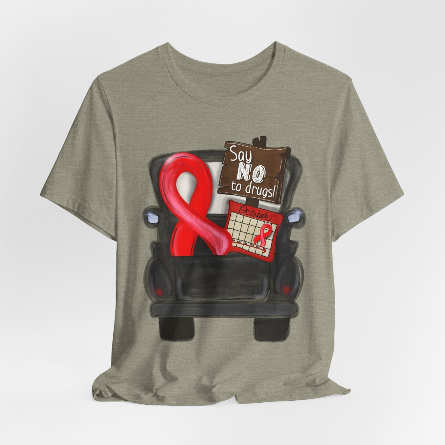 Say No to Drugs Red Ribbon Tee — Anti-Drug Awareness