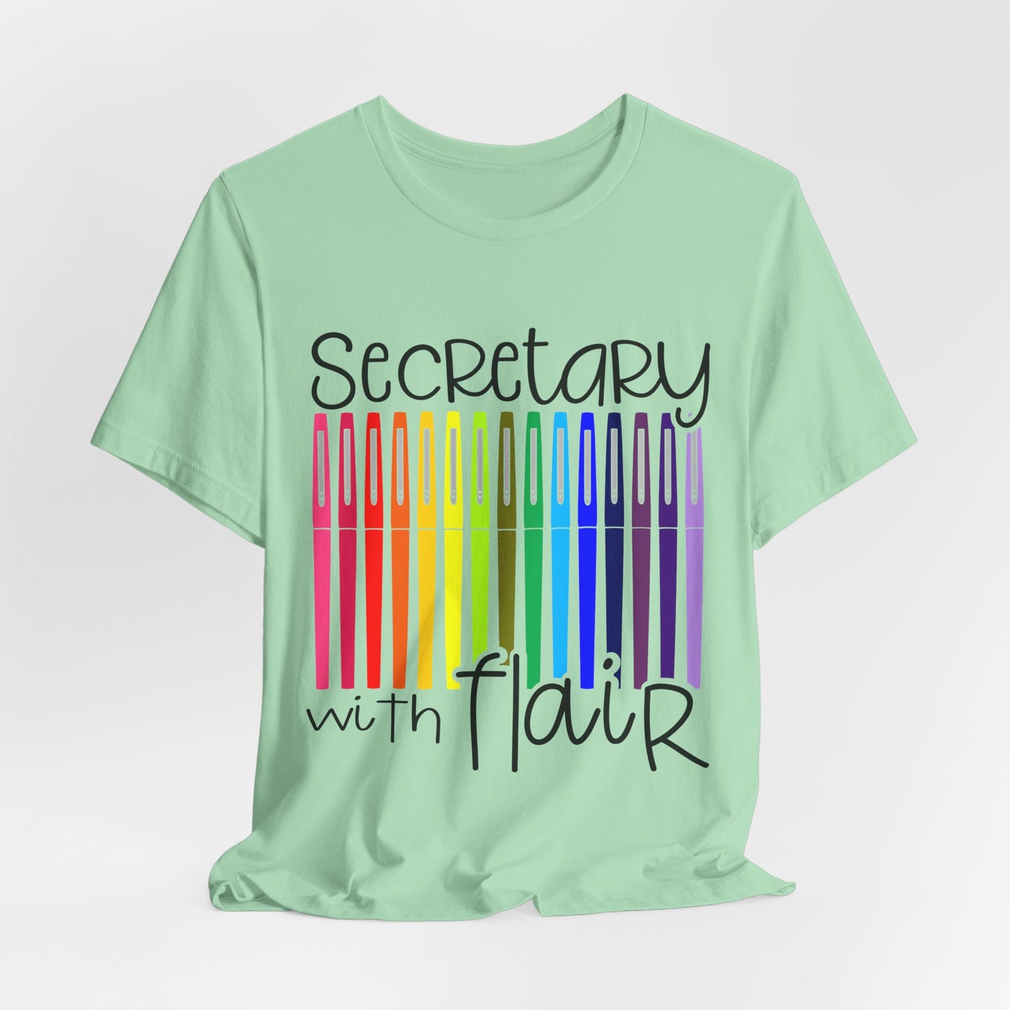 Rainbow Flair Pen School Staff Tee - Secretary With Flair