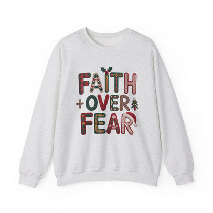 Faith Over Fear Faux Yarn Sweatshirt Holiday Crewneck
