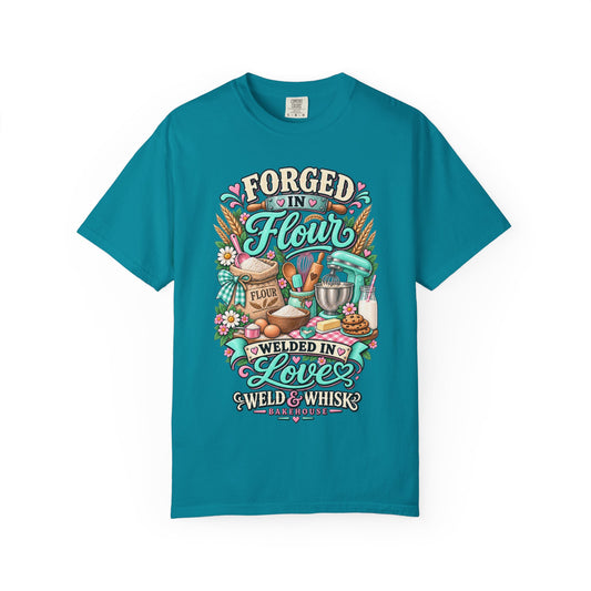 Baking T-Shirt - "Forged in Flour, Welded in Love" Vintage Kitchen Tee