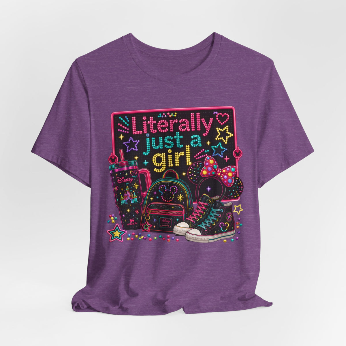 Literally Just a Girl Graphic Tee — Cute Neon Back-to-School Shirt