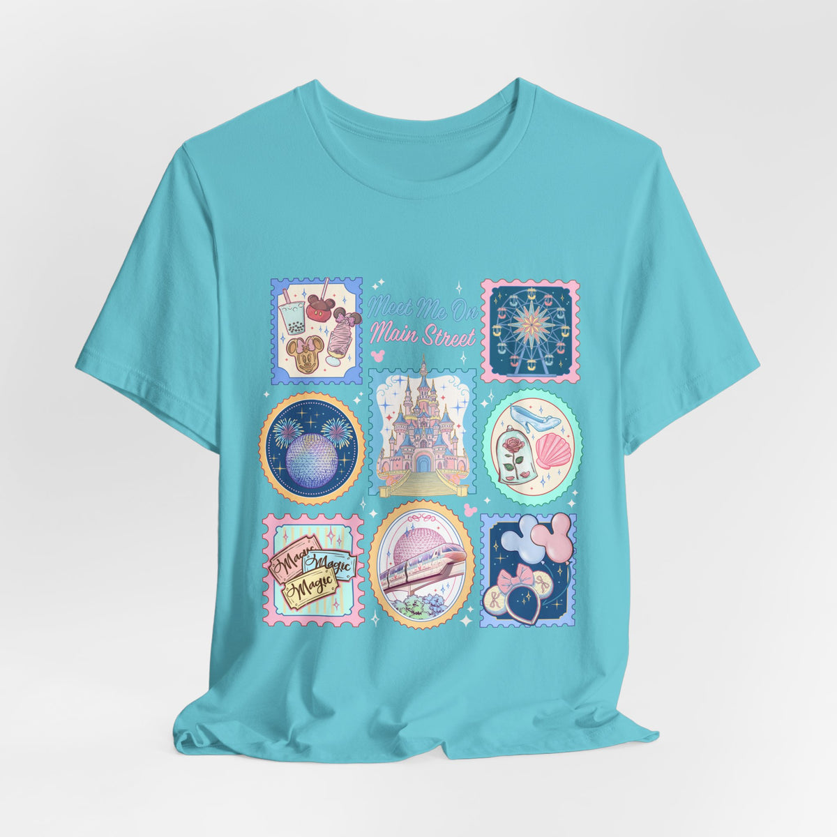 Meet Me On Main Street Cute Pastel Stamp Tee
