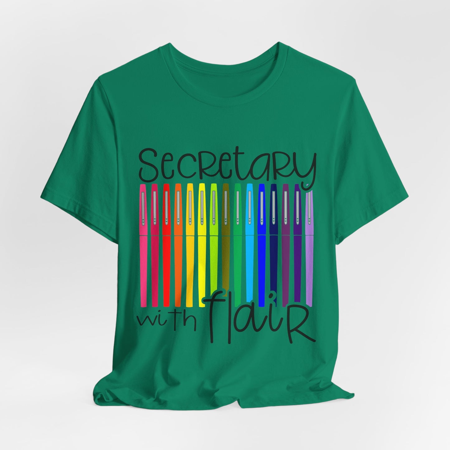 Rainbow Flair Pen School Staff Tee - Secretary With Flair