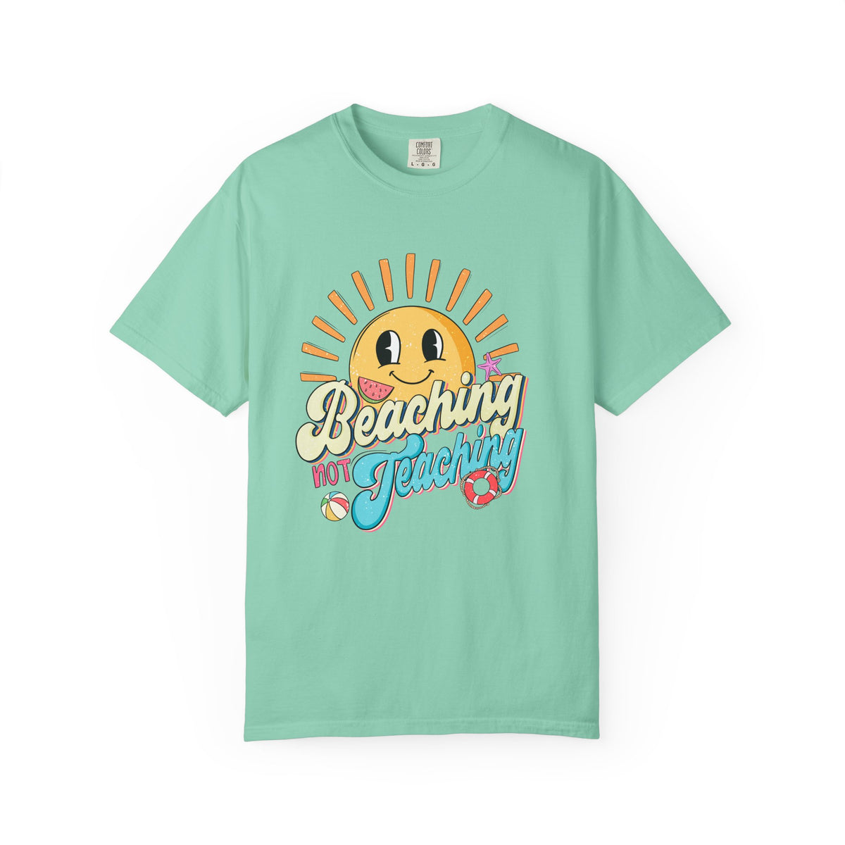 Beaching Not Teaching T-Shirt - Unisex Fun Tee for Summer, Gift for Teachers, Perfect for Vacations, Surfing and Relaxation