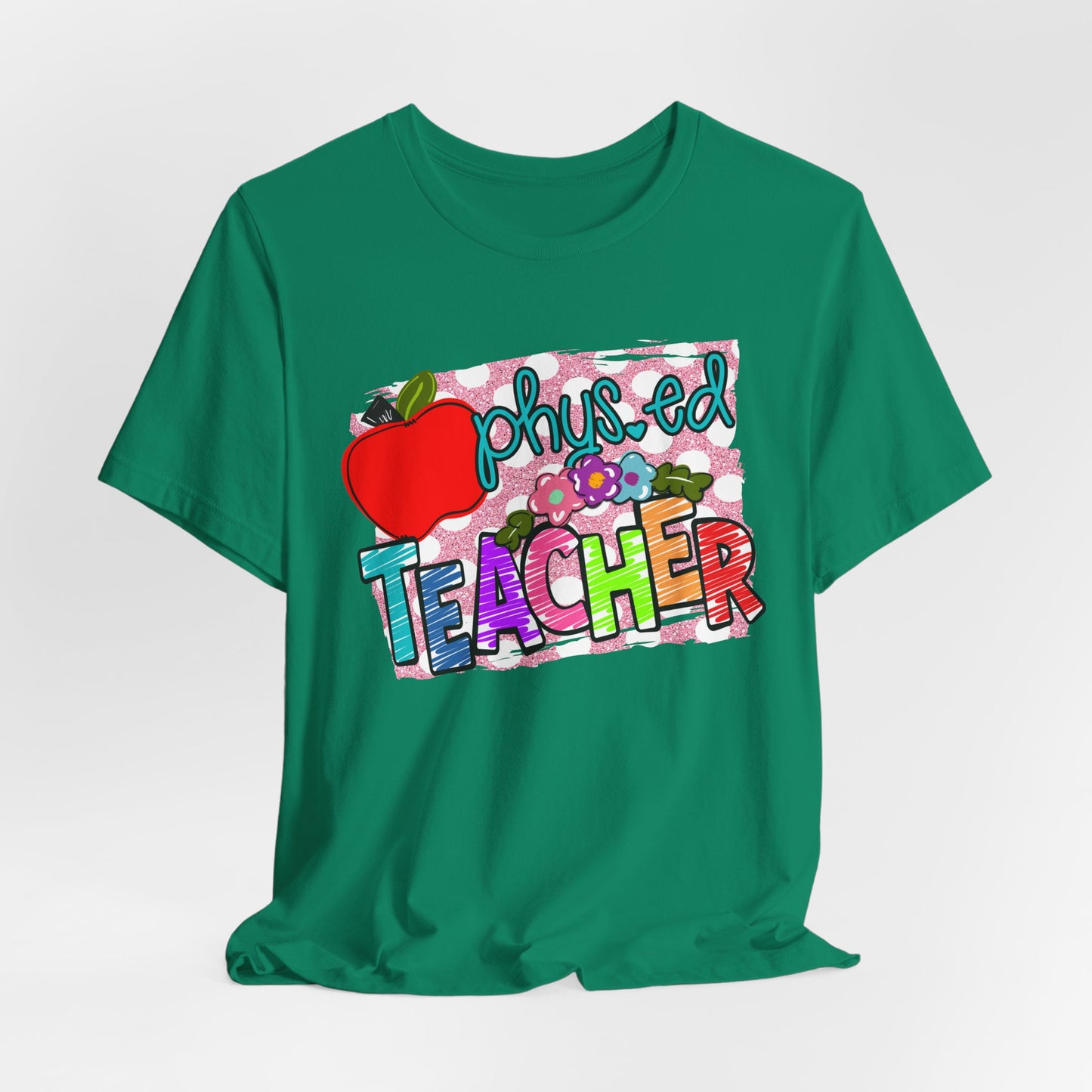 Colorful Faux Glitter Tee - PE Teacher