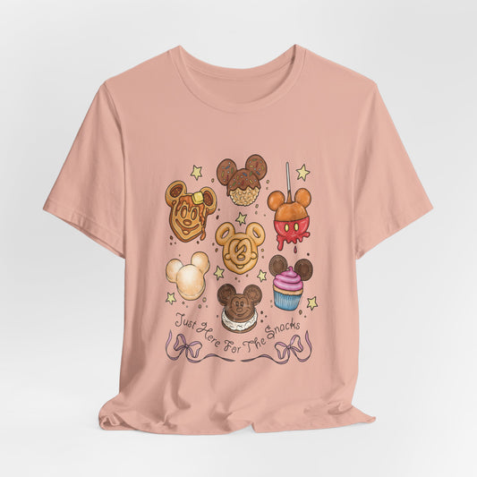 Snack Character T-Shirt — “Just Here for the Snacks” Graphic Tee