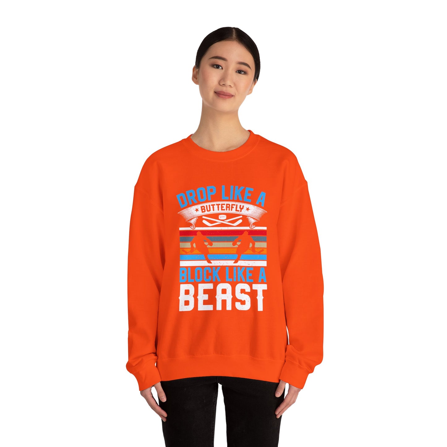 Drop Like a Butterfly, Block Like a Beast Hockey Crewneck Sweatshirt
