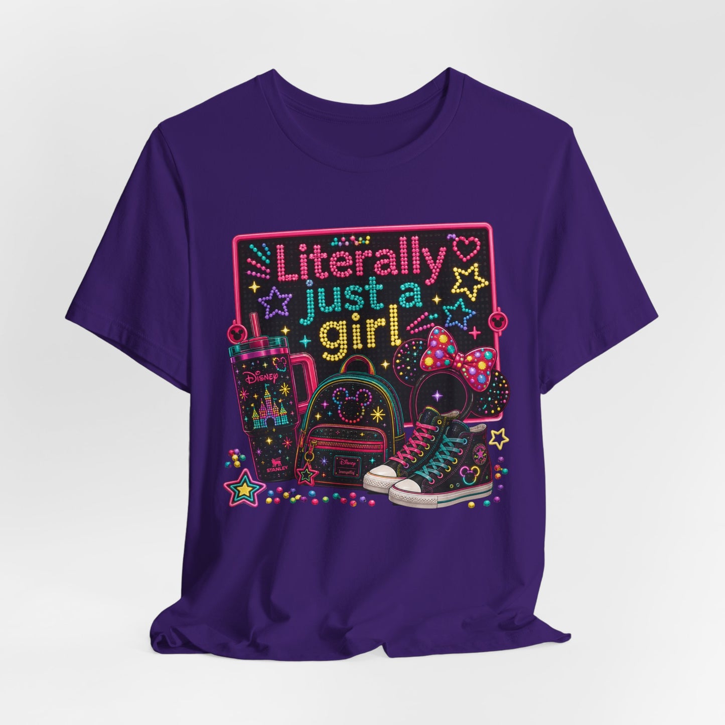 Literally Just a Girl Graphic Tee — Cute Neon Back-to-School Shirt