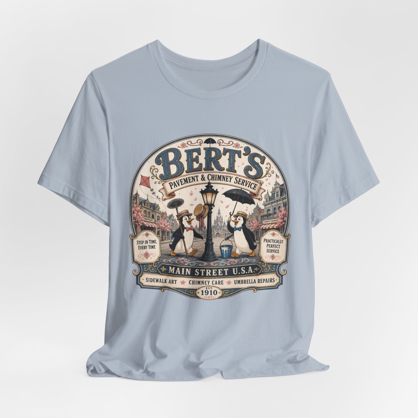 Vintage 'Bert's Pavement & Chimney Service' Graphic T-Shirt — Main Street USA Retro Tee