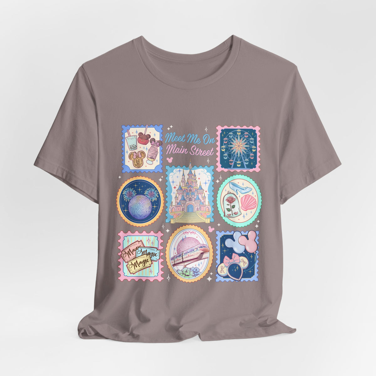 Meet Me On Main Street Cute Pastel Stamp Tee