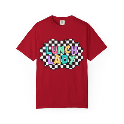 Lunch Lady T-Shirt — Retro Checkerboard Graphic Tee for School Staff & Cafeteria Heroes