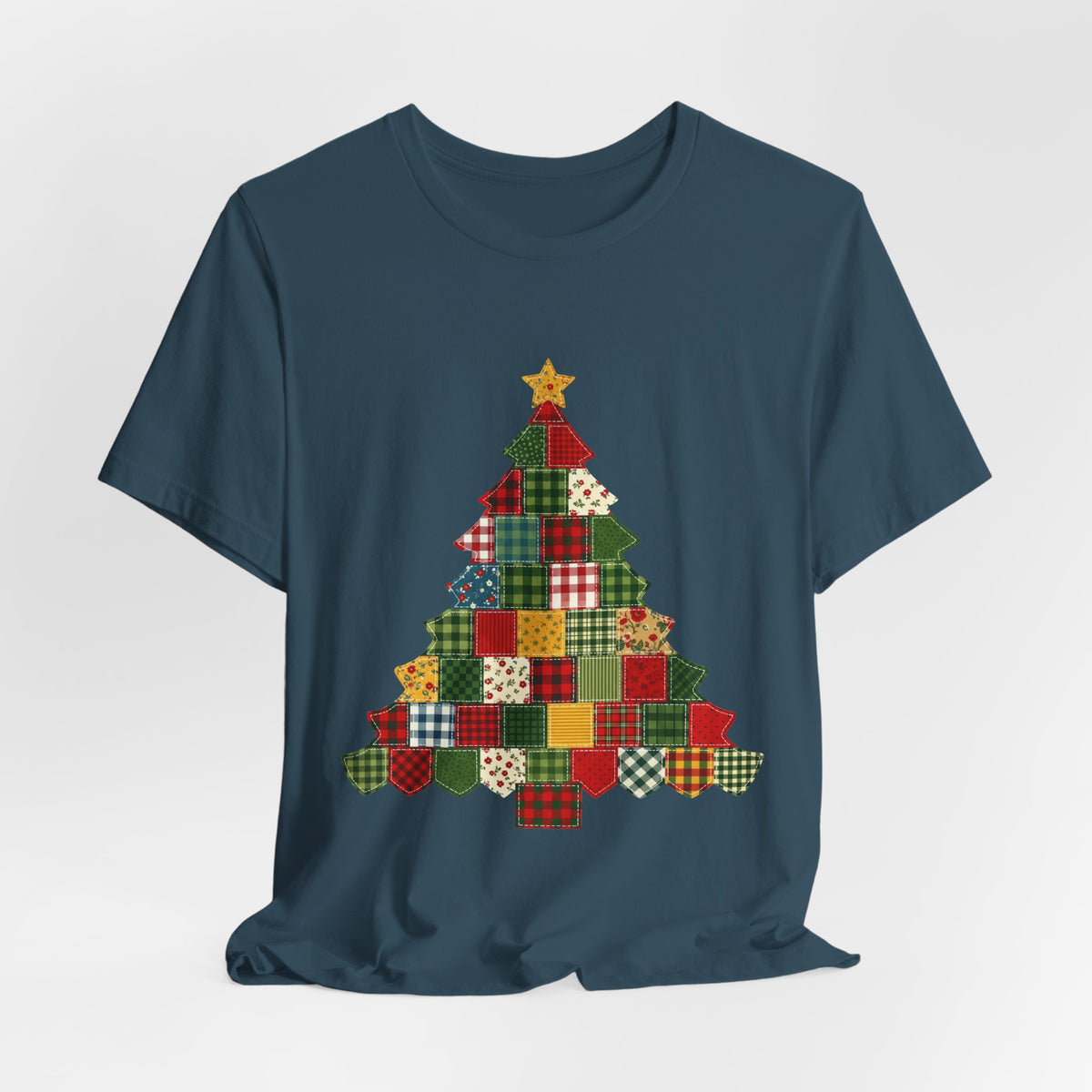 Faux Patchwork Christmas Tree Tee