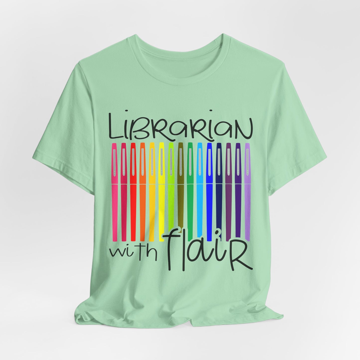 Rainbow Flair Pen School Staff Tee - Librarian With Flair