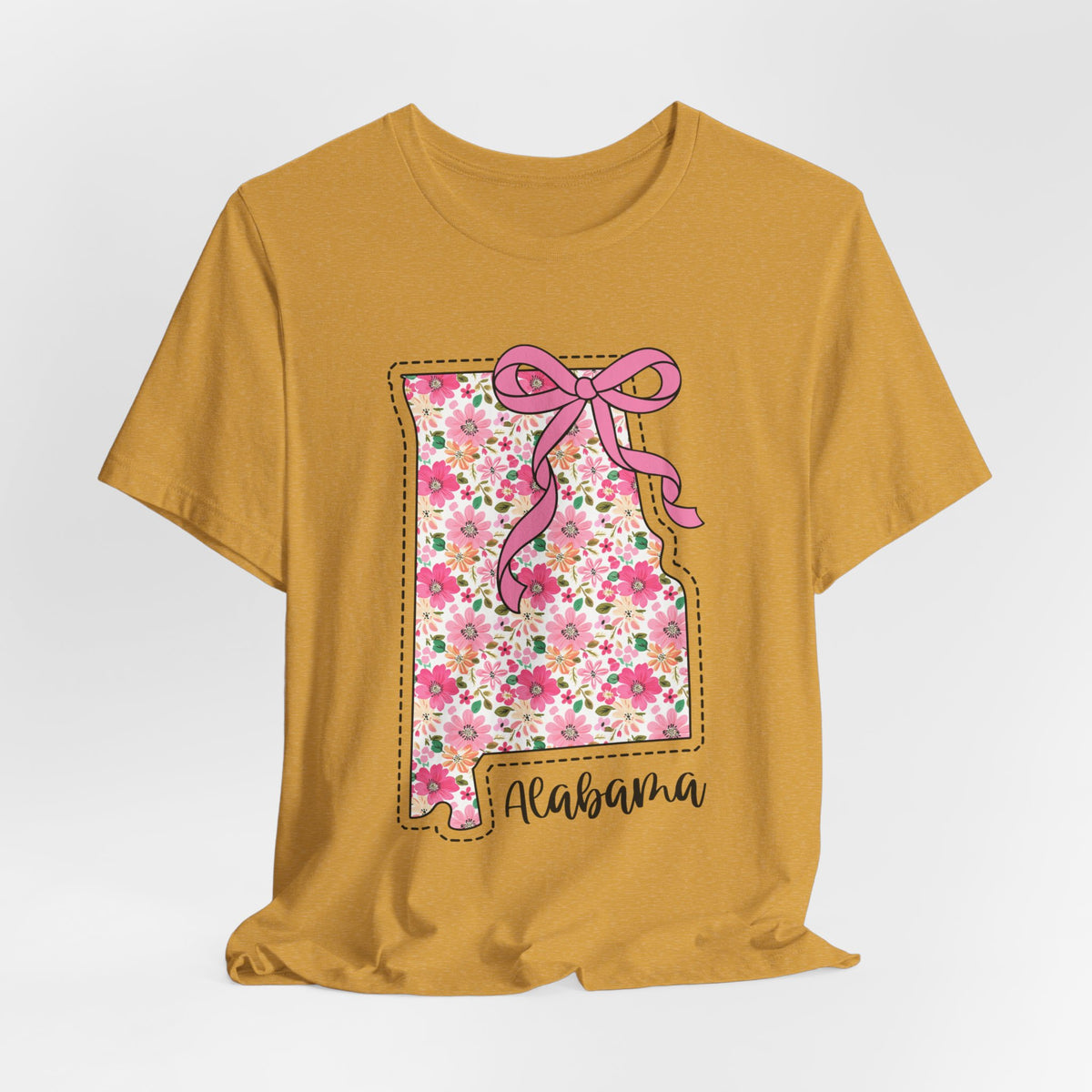 Alabama Floral State Tee — Pink Bow & Script