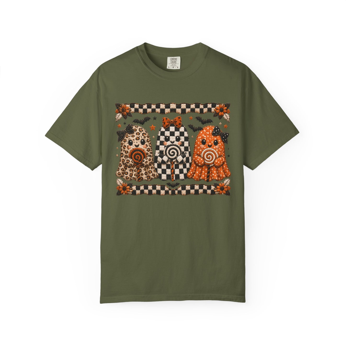 Spooky Halloween Folk Art Trio Ghosts T-Shirt