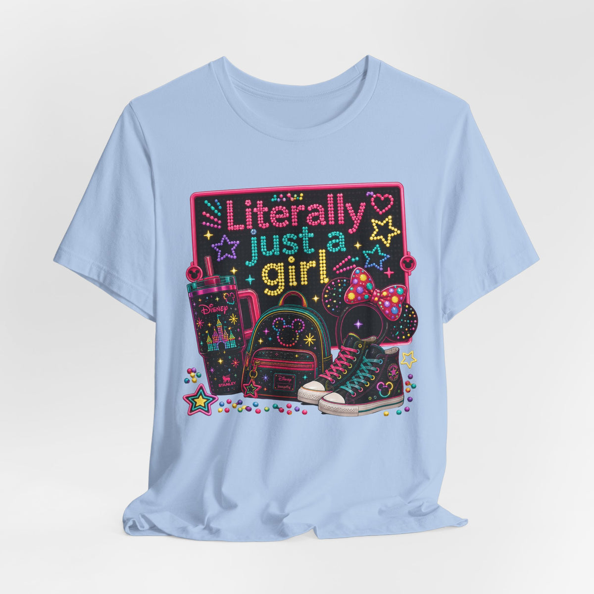 Literally Just a Girl Graphic Tee — Cute Neon Back-to-School Shirt