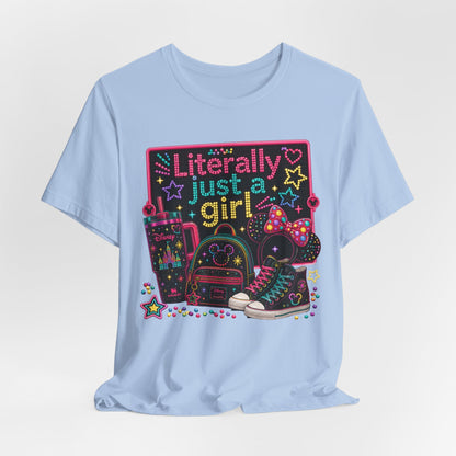 Literally Just a Girl Graphic Tee — Cute Neon Back-to-School Shirt