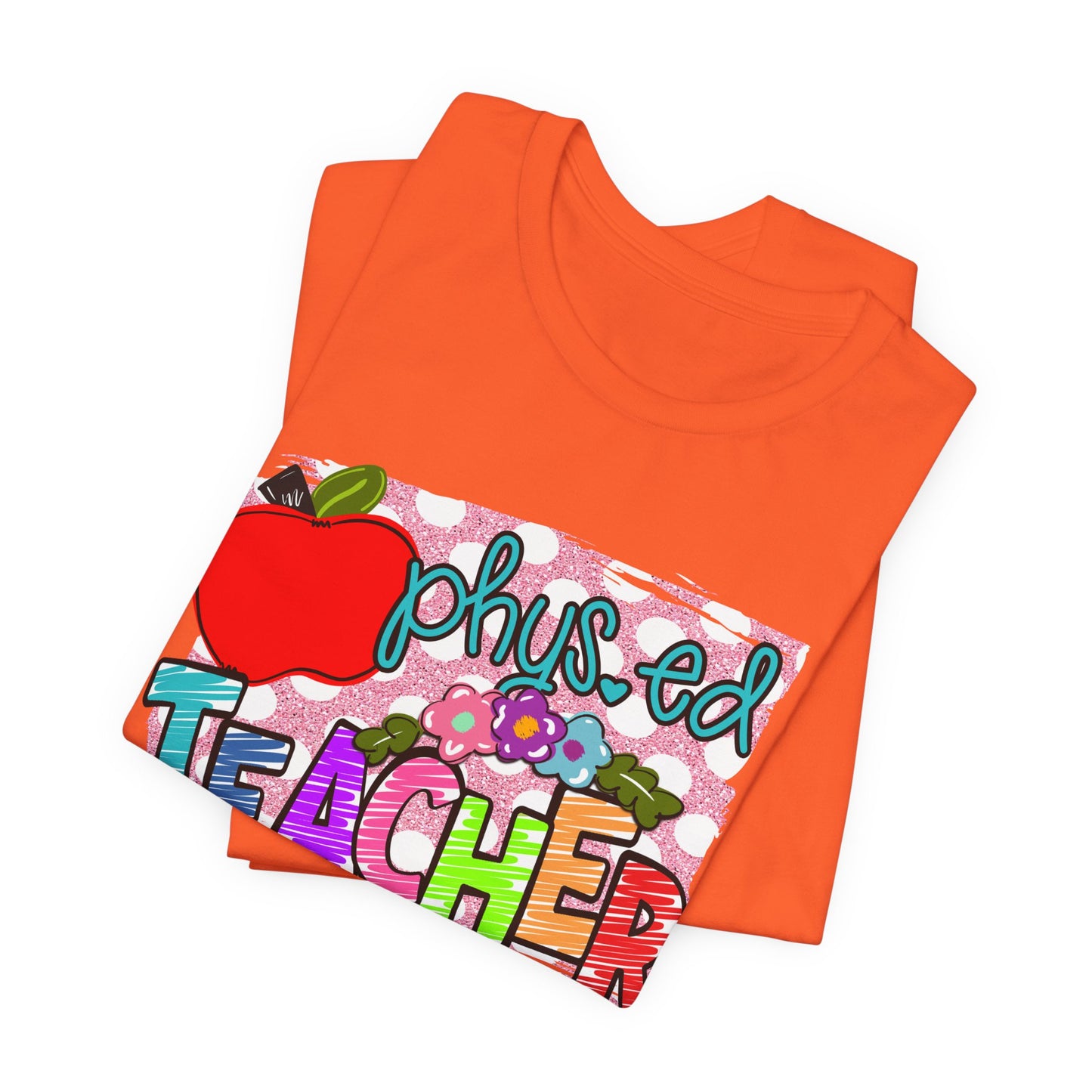 Colorful Faux Glitter Tee - PE Teacher