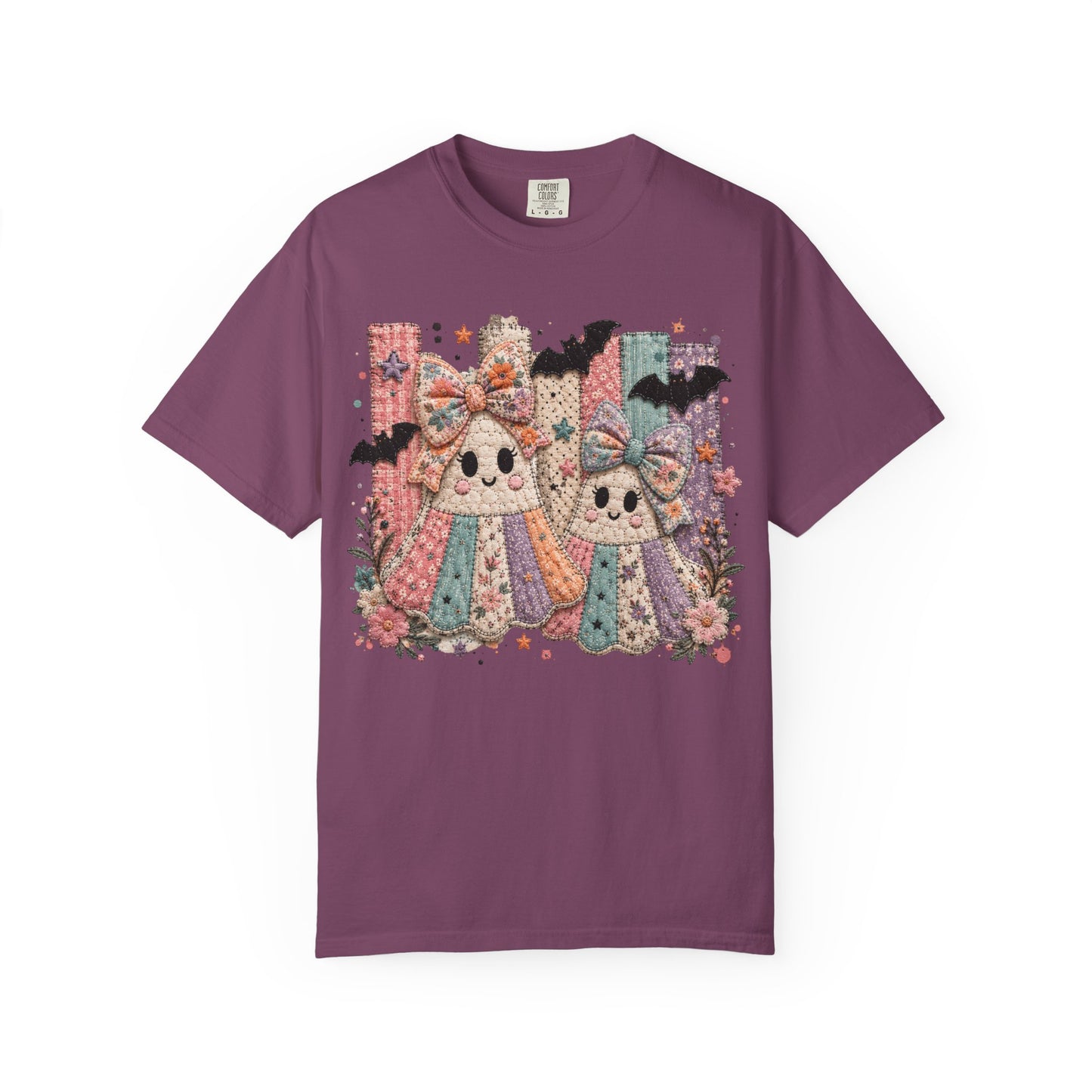 Quilted Cute Ghost Sisters Halloween T-Shirt