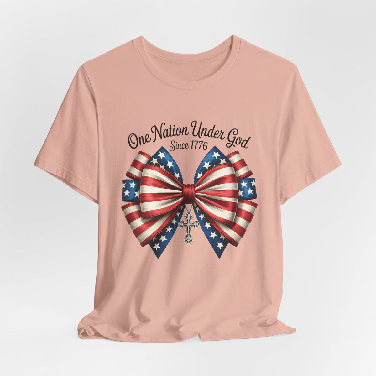 One Nation Under God Patriotic T-shirt with Bow Design