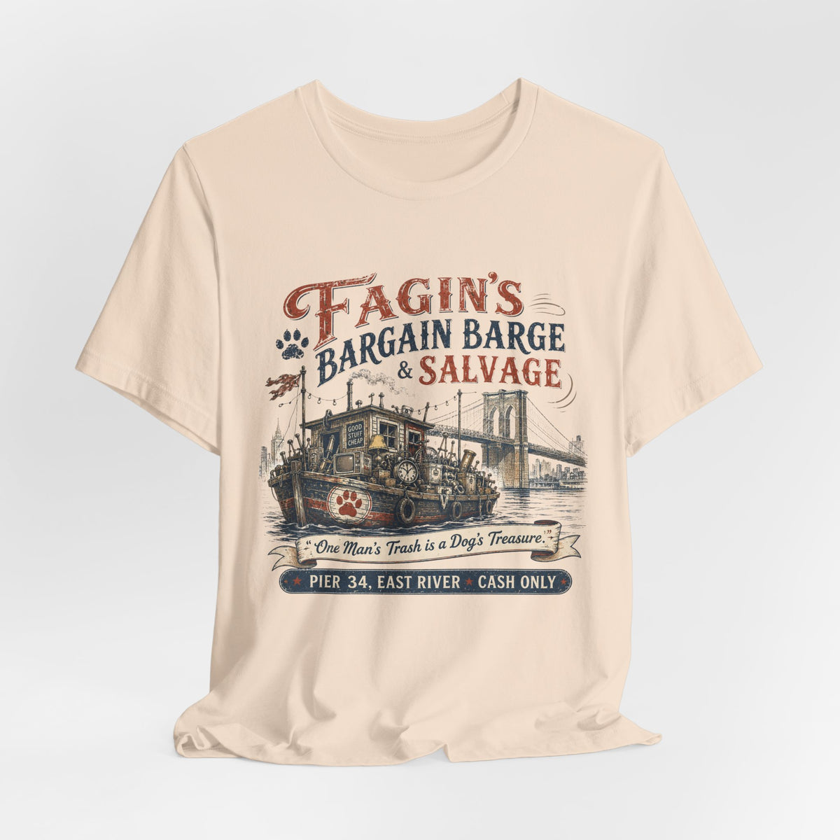 Fagin’s Bargain Barge Tee — Vintage Salvage Pier 34 East River Graphic Shirt