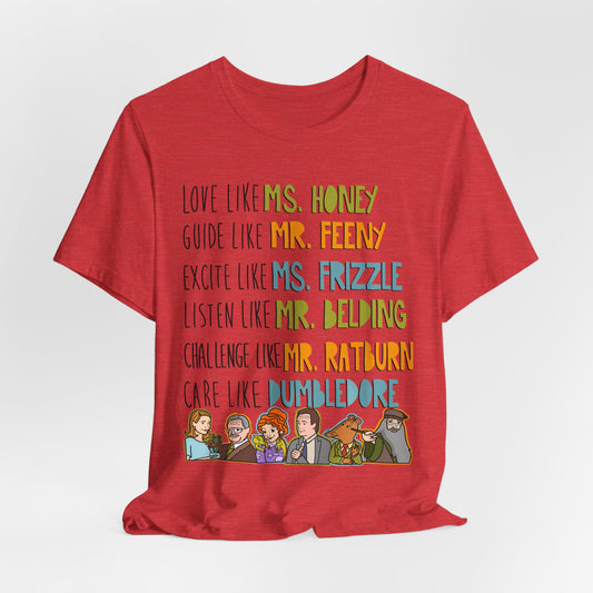 Teacher Like.... Colorful Famous Mentor Character Tee