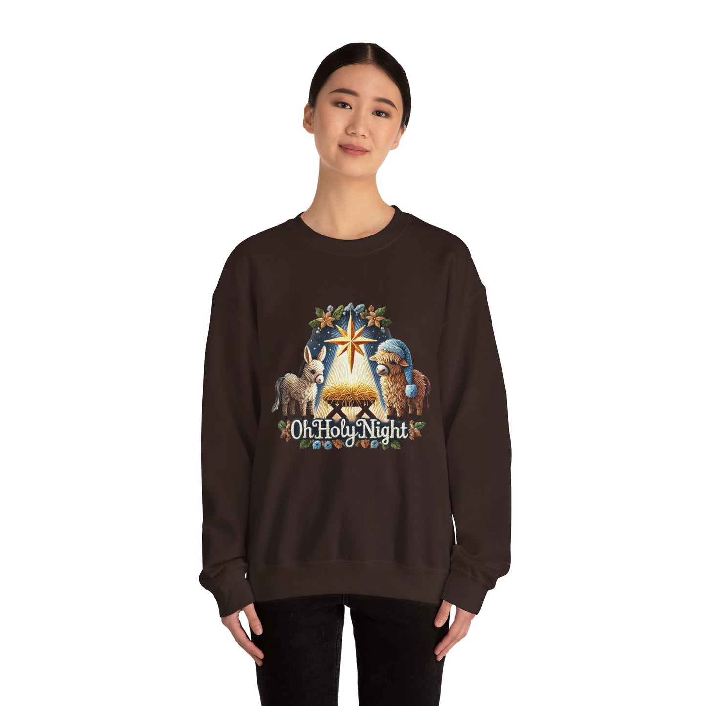Oh Holy Night Sweatshirt Nativity Star Crewneck