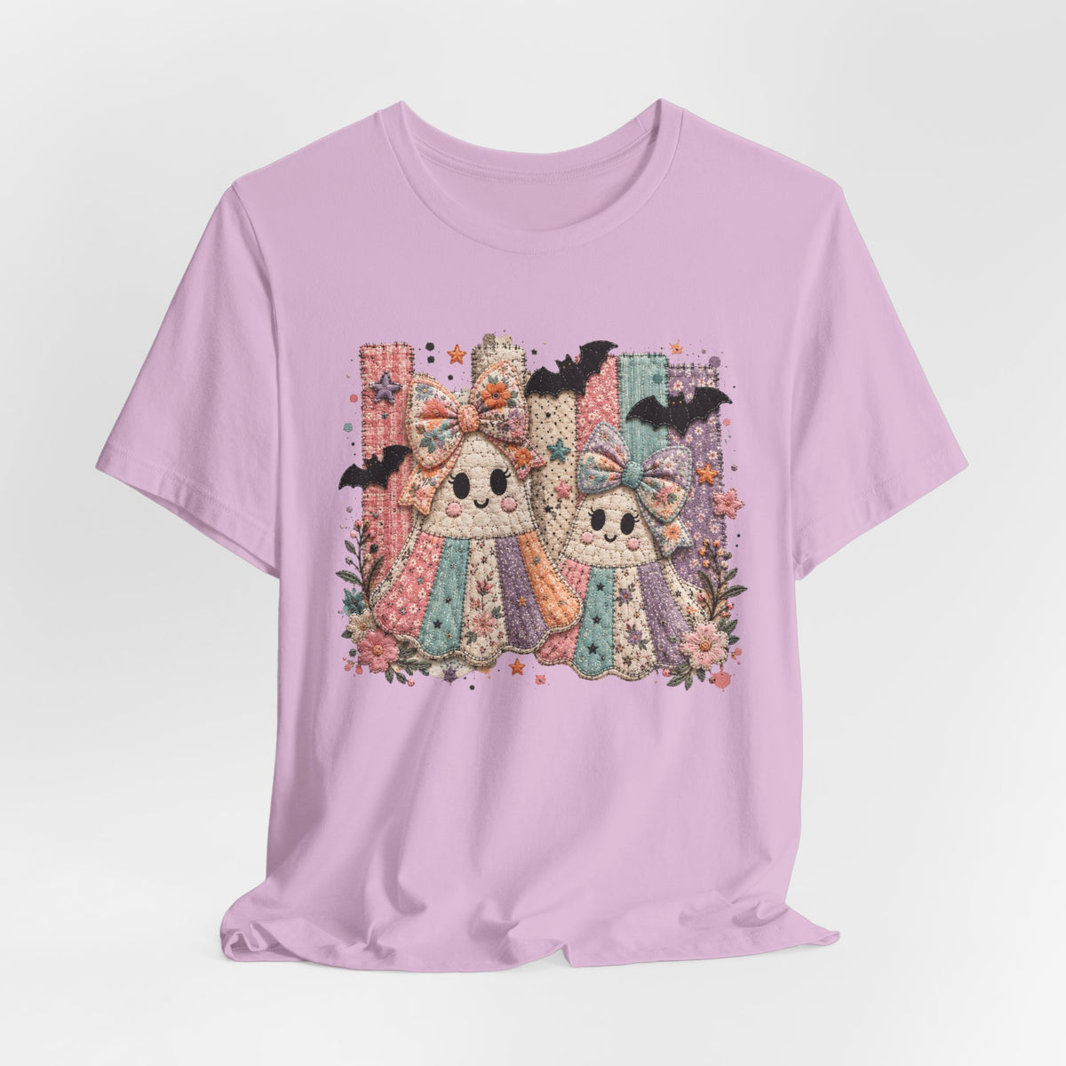 Quilted Cute Ghost Sisters Halloween T-Shirt