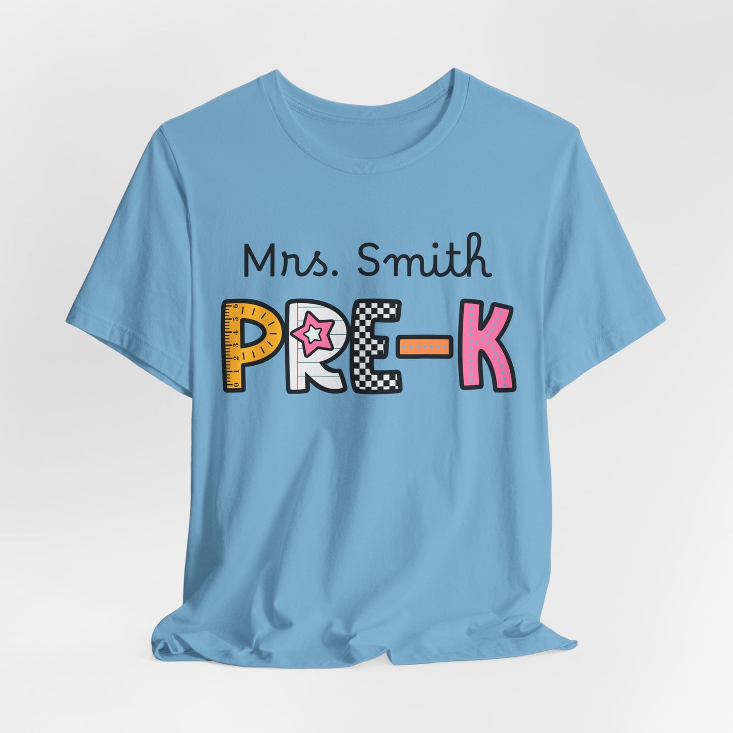 Personalized Colorful PRE-K Teacher Graphic Tee