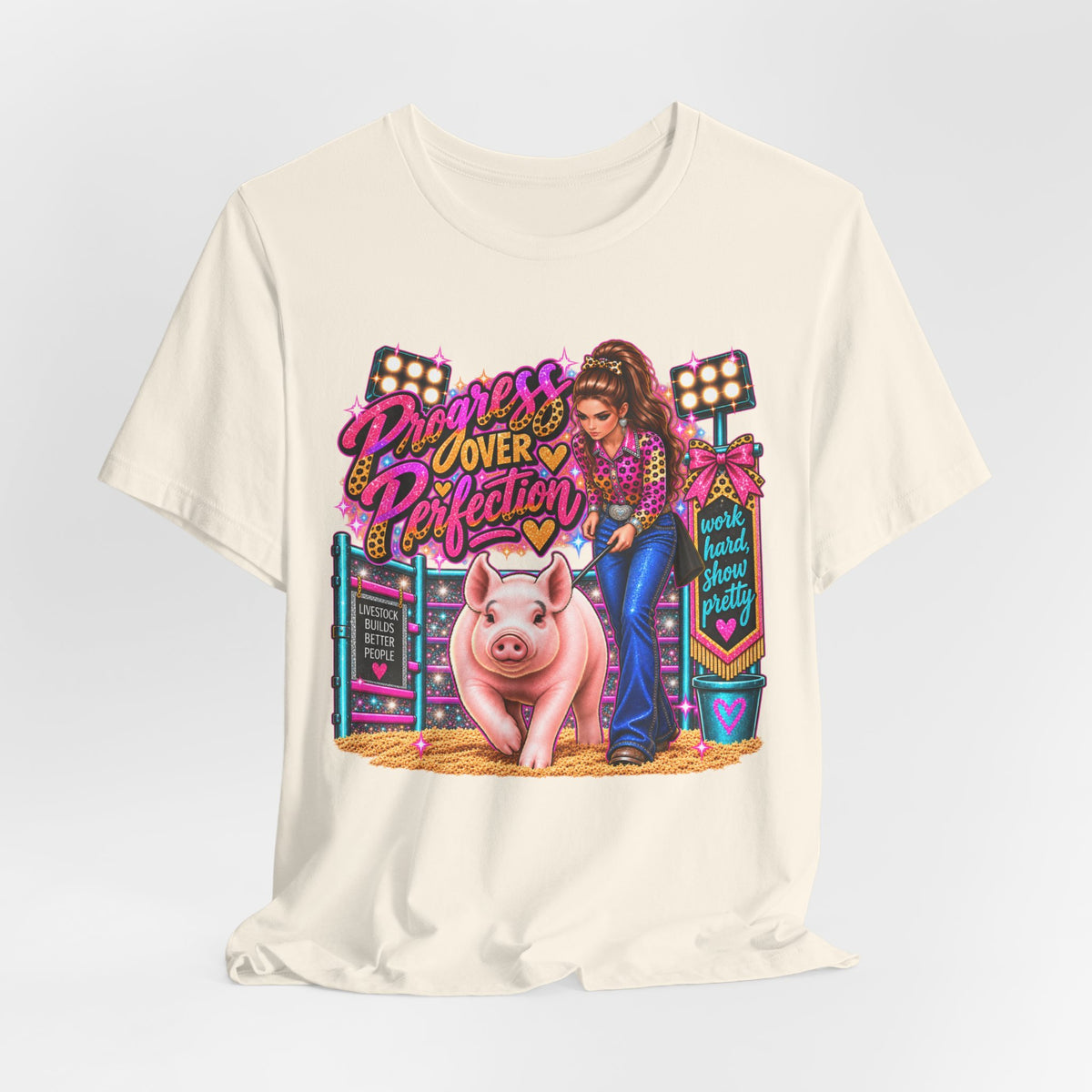 "Progress Over Perfection" Show Pig Tee